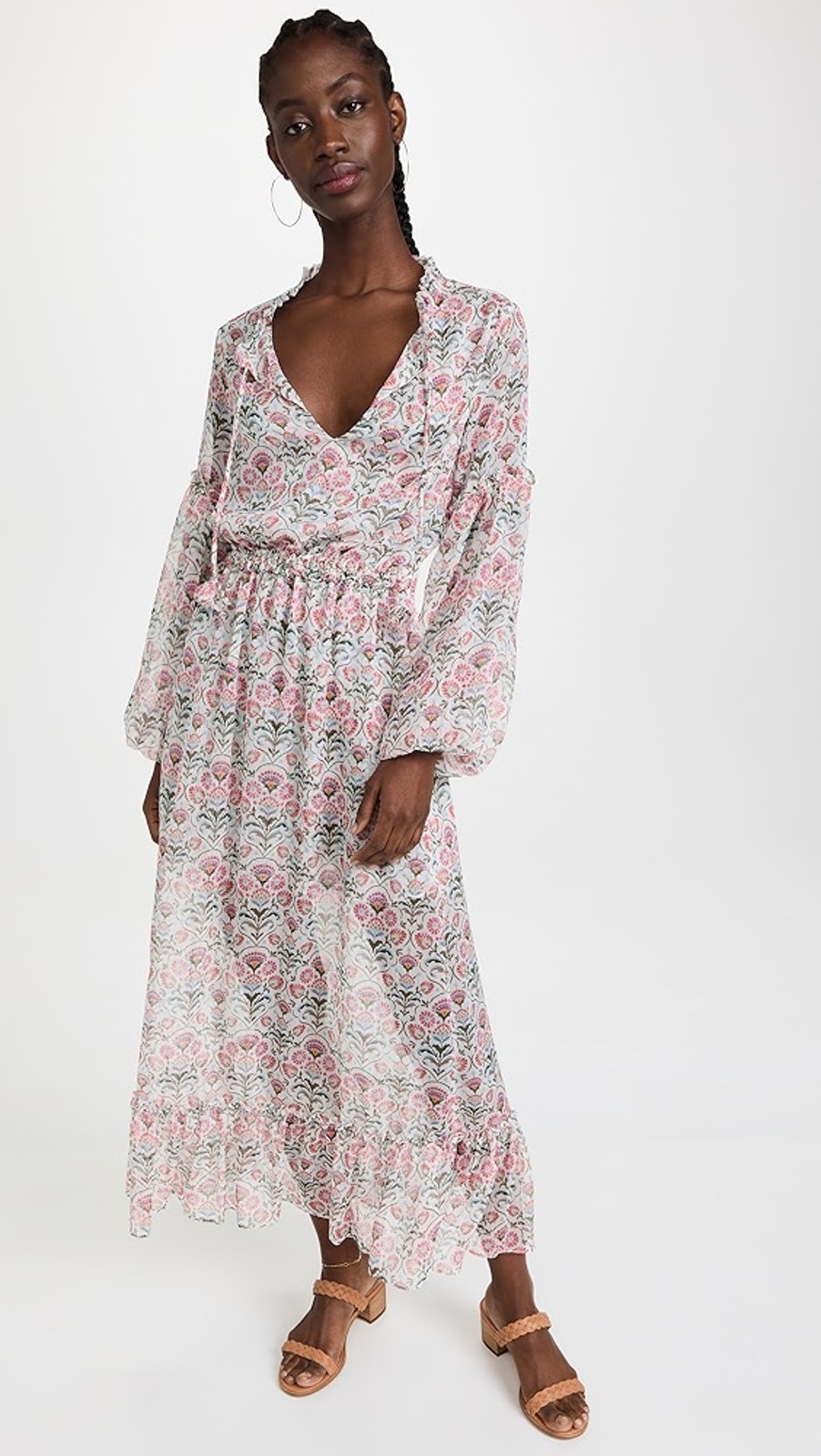 Misa Los Angeles Amata Pink Peasant Bohemian Cottage Dress Nwt S $390